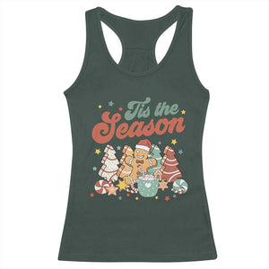 Christmas Cookies Racerback Tank Top Tis The Season Xmas Tree Cakes Gingerbread Man Retro Groovy TS02 Dark Forest Green Print Your Wear
