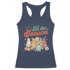 Christmas Cookies Racerback Tank Top Tis The Season Xmas Tree Cakes Gingerbread Man Retro Groovy TS02 Navy Print Your Wear