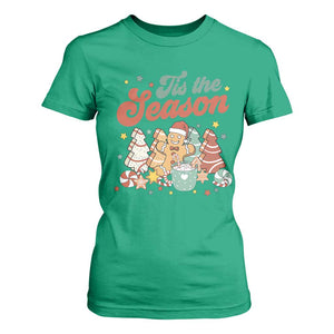 Christmas Cookies T Shirt For Women Tis The Season Xmas Tree Cakes Gingerbread Man Retro Groovy TS02 Irish Green Print Your Wear
