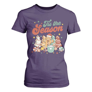 Christmas Cookies T Shirt For Women Tis The Season Xmas Tree Cakes Gingerbread Man Retro Groovy TS02 Purple Print Your Wear
