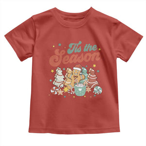 Christmas Cookies Toddler T Shirt Tis The Season Xmas Tree Cakes Gingerbread Man Retro Groovy TS02 Red Print Your Wear