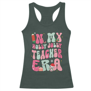 In My Holly Jolly Teacher Era Xmas Groovy Christmas Racerback Tank Top TS02 Dark Forest Green Print Your Wear