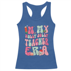 In My Holly Jolly Teacher Era Xmas Groovy Christmas Racerback Tank Top TS02 Royal Blue Print Your Wear