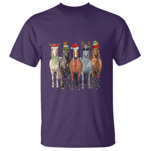 Funny Christmas Horse T Shirt Xmas Light Reindeer Horses Crew with Santa Hat TS02 Purple Print Your Wear
