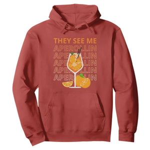 Aperol Spritz Hoodie They See Me Aperollin Summer Cocktail Sprizz TS02 Red Print Your Wear