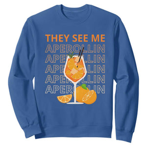 Aperol Spritz Sweatshirt They See Me Aperollin Summer Cocktail Sprizz TS02 Royal Blue Print Your Wear