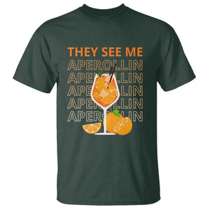 Aperol Spritz T Shirt They See Me Aperollin Summer Cocktail Sprizz TS02 Dark Forest Green Print Your Wear