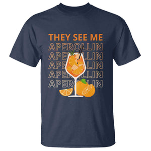 Aperol Spritz T Shirt They See Me Aperollin Summer Cocktail Sprizz TS02 Navy Print Your Wear