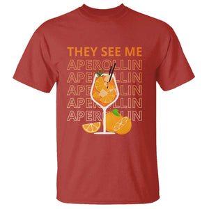 Aperol Spritz T Shirt They See Me Aperollin Summer Cocktail Sprizz TS02 Red Print Your Wear