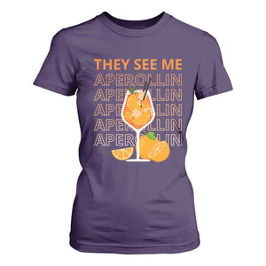 Aperol Spritz T Shirt For Women They See Me Aperollin Summer Cocktail Sprizz TS02 Purple Print Your Wear