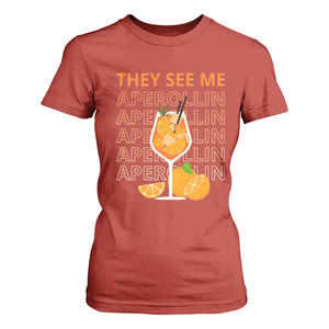 Aperol Spritz T Shirt For Women They See Me Aperollin Summer Cocktail Sprizz TS02 Red Print Your Wear