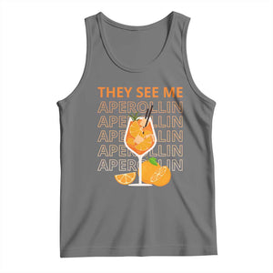 Aperol Spritz Tank Top They See Me Aperollin Summer Cocktail Sprizz TS02 Black Heather Print Your Wear