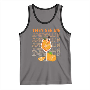 Aperol Spritz Tank Top They See Me Aperollin Summer Cocktail Sprizz TS02 Deep Heather Black Print Your Wear