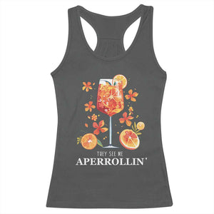 Aperol Spritz Racerback Tank Top They See Me Aperrollin Summer Cocktail TS02 Dark Heather Print Your Wear