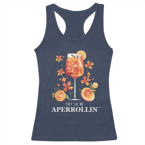 Aperol Spritz Racerback Tank Top They See Me Aperrollin Summer Cocktail TS02 Navy Print Your Wear
