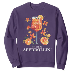 Aperol Spritz Sweatshirt They See Me Aperrollin Summer Cocktail TS02 Purple Print Your Wear