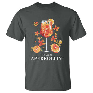 Aperol Spritz T Shirt They See Me Aperrollin Summer Cocktail TS02 Dark Heather Print Your Wear