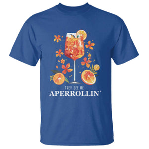 Aperol Spritz T Shirt They See Me Aperrollin Summer Cocktail TS02 Royal Blue Print Your Wear
