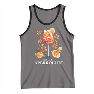 Aperol Spritz Tank Top They See Me Aperrollin Summer Cocktail TS02 Deep Heather Black Print Your Wear