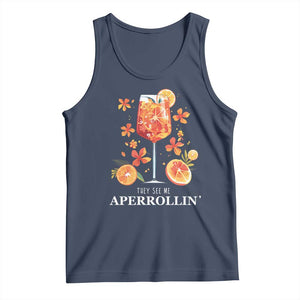 Aperol Spritz Tank Top They See Me Aperrollin Summer Cocktail TS02 Navy Print Your Wear