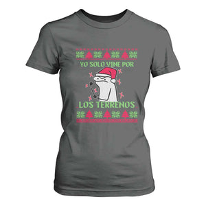 Funny Spanish Ugly Christmas T Shirt For Women Yo Solo Vine Por Los Terrenos I'm Just Here For Feliz Navidad Mexican TS02 Dark Heather Print Your Wear