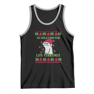 Funny Spanish Ugly Christmas Tank Top Yo Solo Vine Por Los Terrenos I'm Just Here For Feliz Navidad TS02 Black Athletic Heather Print Your Wear