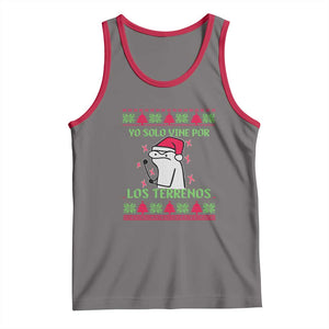 Funny Spanish Ugly Christmas Tank Top Yo Solo Vine Por Los Terrenos I'm Just Here For Feliz Navidad TS02 Deep Heather Red Print Your Wear