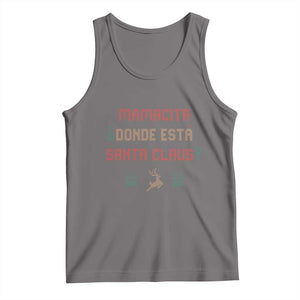 Funny Spanish Christmas Tank Top Mamacita Donde Esta Santa Claus Hottie TS02 Deep Heather Print Your Wear