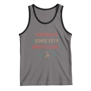 Funny Spanish Christmas Tank Top Mamacita Donde Esta Santa Claus Hottie TS02 Deep Heather Black Print Your Wear