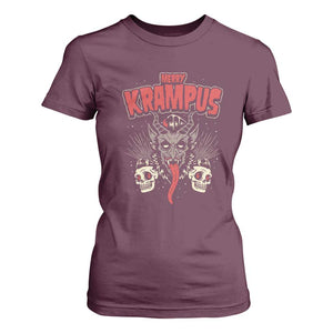 Merry Krampus Christmas T Shirt For Women Naughty Xmas Psychobilly Horror TS02 Maroon Print Your Wear