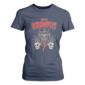 Merry Krampus Christmas T Shirt For Women Naughty Xmas Psychobilly Horror TS02 Navy Print Your Wear