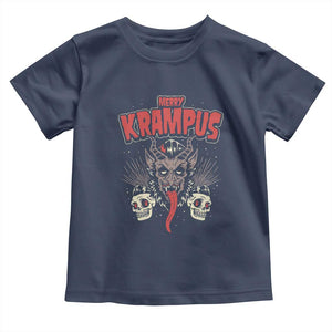 Merry Krampus Christmas Toddler T Shirt Naughty Xmas Psychobilly Horror TS02 Navy Print Your Wear