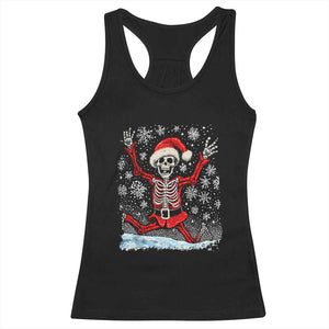 Dancing Skeleton Christmas Racerback Tank Top Snowy Xmas Night Santa TS02 Black Print Your Wear