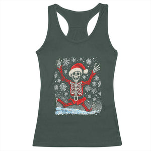 Dancing Skeleton Christmas Racerback Tank Top Snowy Xmas Night Santa TS02 Dark Forest Green Print Your Wear