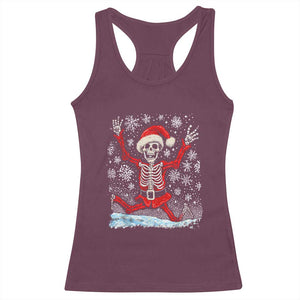 Dancing Skeleton Christmas Racerback Tank Top Snowy Xmas Night Santa TS02 Maroon Print Your Wear