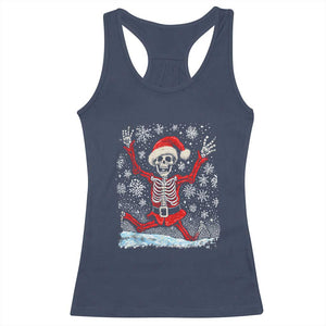 Dancing Skeleton Christmas Racerback Tank Top Snowy Xmas Night Santa TS02 Navy Print Your Wear