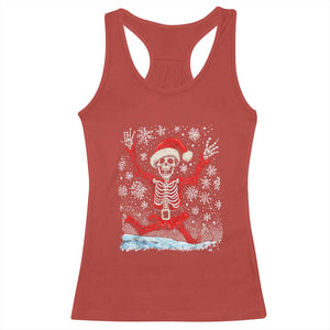 Dancing Skeleton Christmas Racerback Tank Top Snowy Xmas Night Santa TS02 Red Print Your Wear