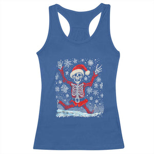 Dancing Skeleton Christmas Racerback Tank Top Snowy Xmas Night Santa TS02 Royal Blue Print Your Wear
