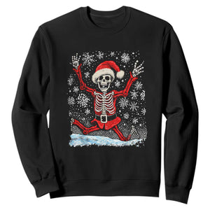 Dancing Skeleton Christmas Sweatshirt Snowy Xmas Night Santa TS02 Black Print Your Wear