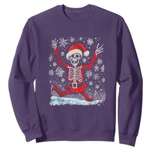 Dancing Skeleton Christmas Sweatshirt Snowy Xmas Night Santa TS02 Purple Print Your Wear