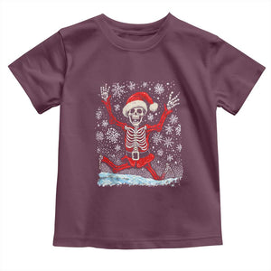 Dancing Skeleton Christmas Toddler T Shirt Snowy Xmas Night Santa TS02 Maroon Print Your Wear
