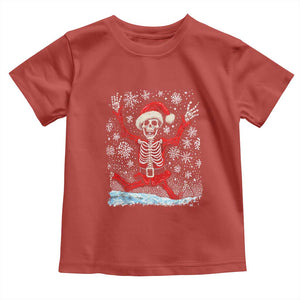 Dancing Skeleton Christmas Toddler T Shirt Snowy Xmas Night Santa TS02 Red Print Your Wear