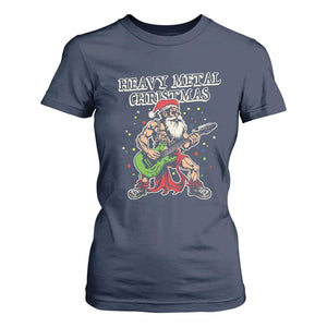 Heavy Metal Santa T Shirt For Women Playing Guitar Christmas Rock Music Lover TS02 Navy Print Your Wear