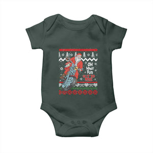 Biker Santa Claus Baby Onesie Christmas Motorcycle Oh What Fun It Is To Ride Ugly Sweater TS02 Print Your Wear