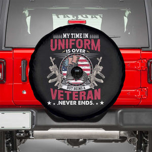 Proud American Veteran Spare Tire Cover My Time In Uniform Is Over But Being A Veteran Never Ends TS02 Black Print Your Wear