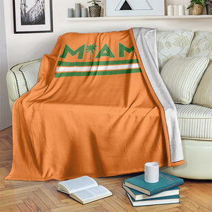 Retro Miami Palm Tree Throw Blanket Vintage South Florida Pride Distressed Orange and Green TS02 Print Your Wear