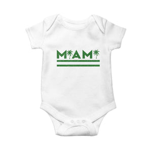 Retro Miami Palm Tree Baby Onesie Vintage South Florida Pride Distressed Orange and Green TS02 White Print Your Wear