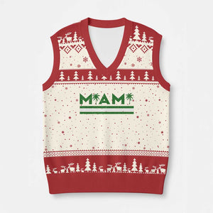 Retro Miami Palm Tree V-Neck Knit Sweater Vest Vintage South Florida Pride Distressed Orange and Green TS02 Beige Red Print Your Wear