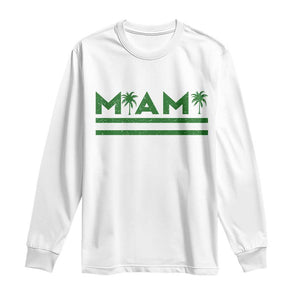 Retro Miami Palm Tree Long Sleeve Shirt Vintage South Florida Pride Distressed Orange and Green TS02 White Print Your Wear
