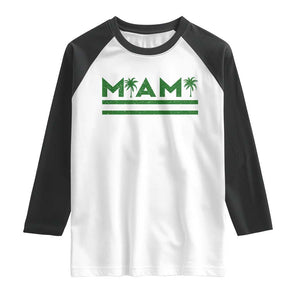 Retro Miami Palm Tree Raglan Shirt Vintage South Florida Pride Distressed Orange and Green TS02 White Black Print Your Wear